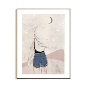 Lámina minimalista de mujer. Paz es una ilustración con diseño minimalista para decoración de interiores, ideal para crear un ambiente relajante y armonioso.