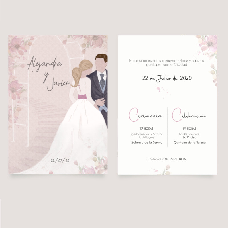 Invitación de boda Ilustrada. Bella - Imagen 3