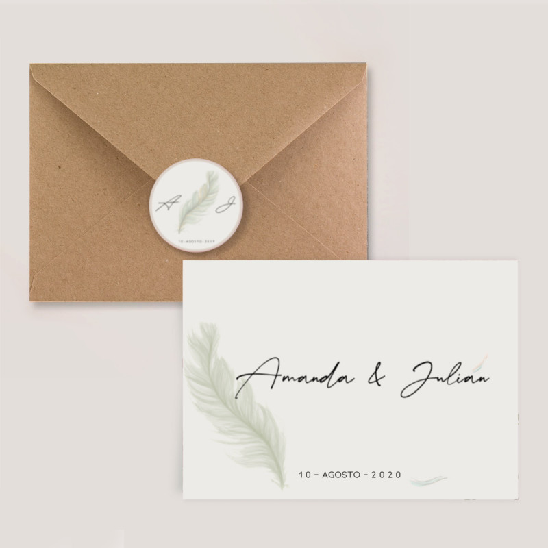 Invitación de boda elegante. Pluma - Imagen 4