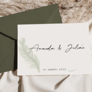 Invitación de boda elegante diseño Pluma en papel premium