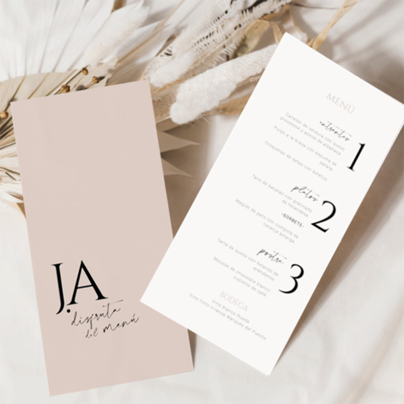 Menu-de-boda-coleccion-minimalista-papeleria-de-boda-menu-scarlette Bloc de lista de tareas. tamaño pequeño impreso a todo color de la colección lunares de Mundo Inventado