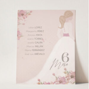 Seating Plan boda ilustrado Bella impreso a doble cara en papel premium de alta calidad. Diseño Mundo Inventado