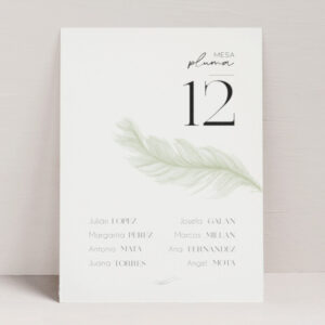 Seating Plan elegante Pluma impreso a doble cara en papel premium de alta calidad, Diseño Mundo Inventado