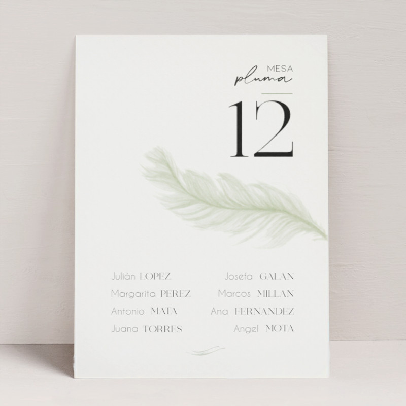 Seating-plan-de-boda-coleccion-rustica-papeleria-de-boda-seating-plan-pluma Lámina artística de moda en la que se muestra a una mujer moda con vestido inspirado en IQ Collection, estilo elegante y minimalista para decoración muy femenina. Diseño de Mundo Inventado