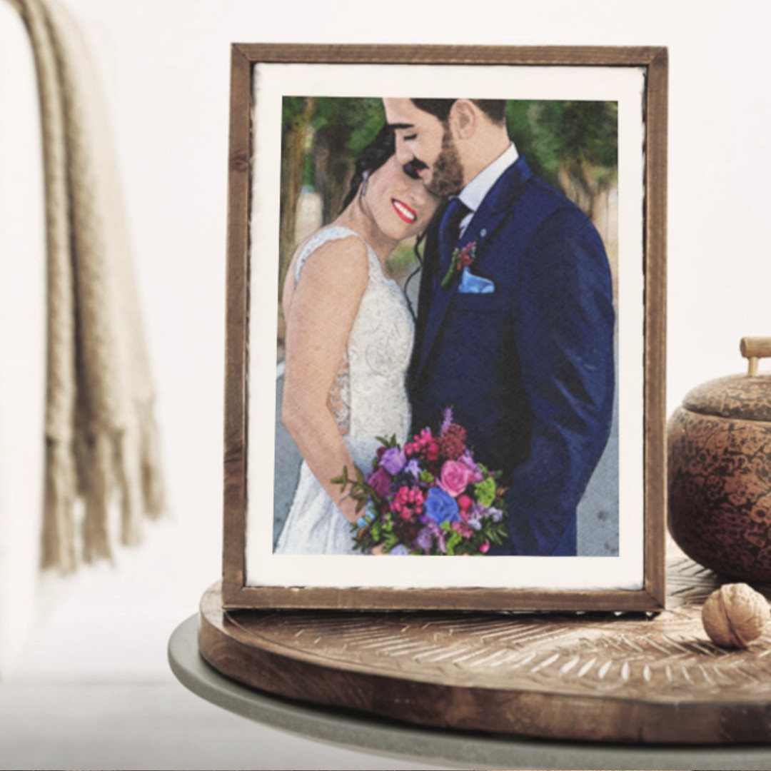 ejemplo de ilustración personalizada para parejas de Mundo Inventado. Ilustración realista