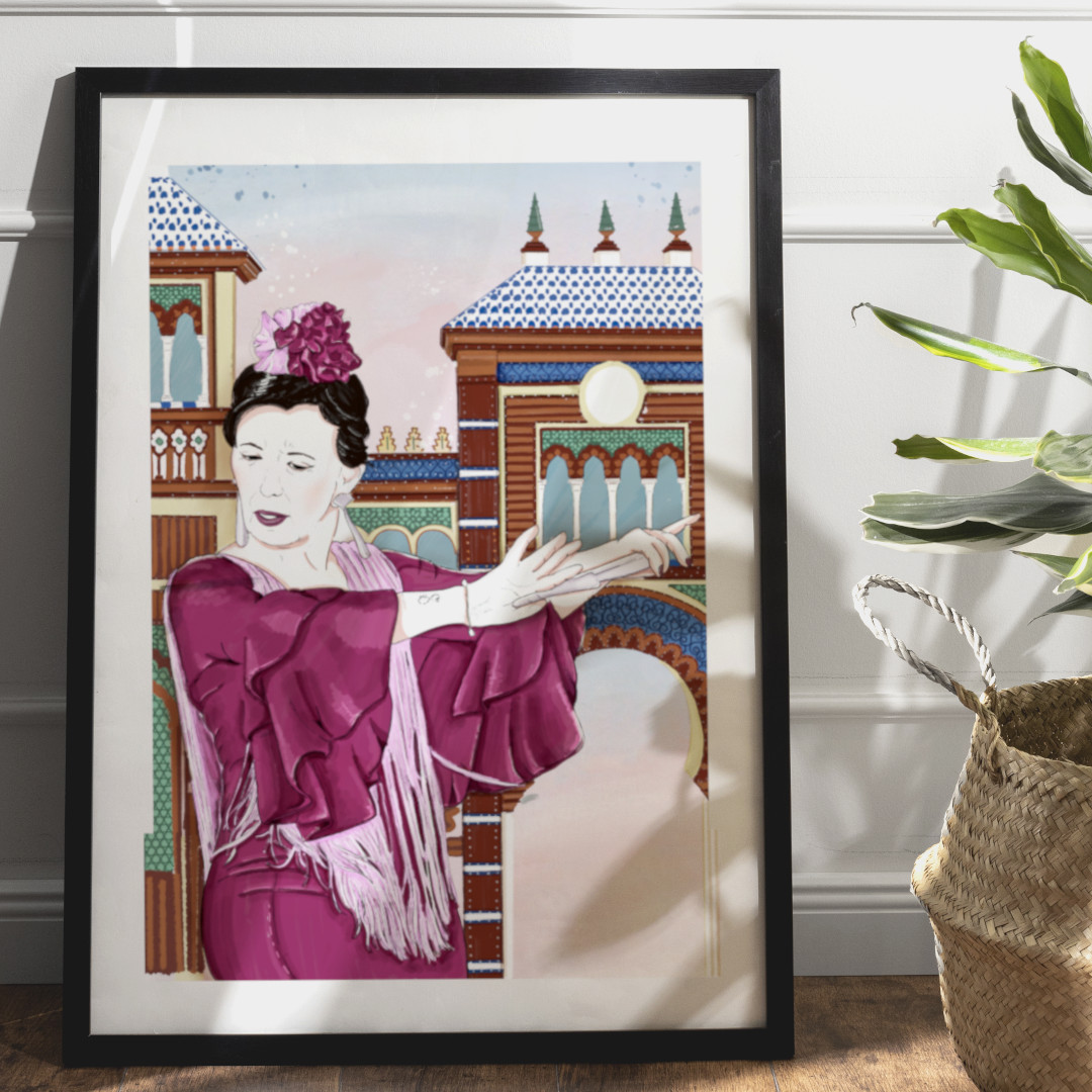Ilustración personalizada retrato-Juani ejemplo de ilustración personalizada realizada por Mundo Inventado. Ilustración especial cumpleaños
