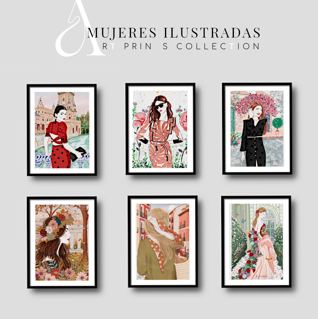 mural en el que se exponen la nueva colección de ilustraciones femeninas llamada Mujeres Ilustradas diseñadas por Mundo Inventado