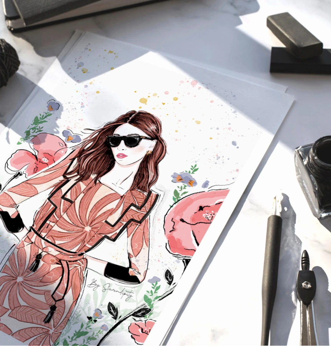 PORTADA ARTICULO COLECCIÓN MUJERES ILUSTRADAS 2025 Imagen que muestra un ejemplo de las ilustraciones personalizadas de estilo trazado de Mundo Inventado