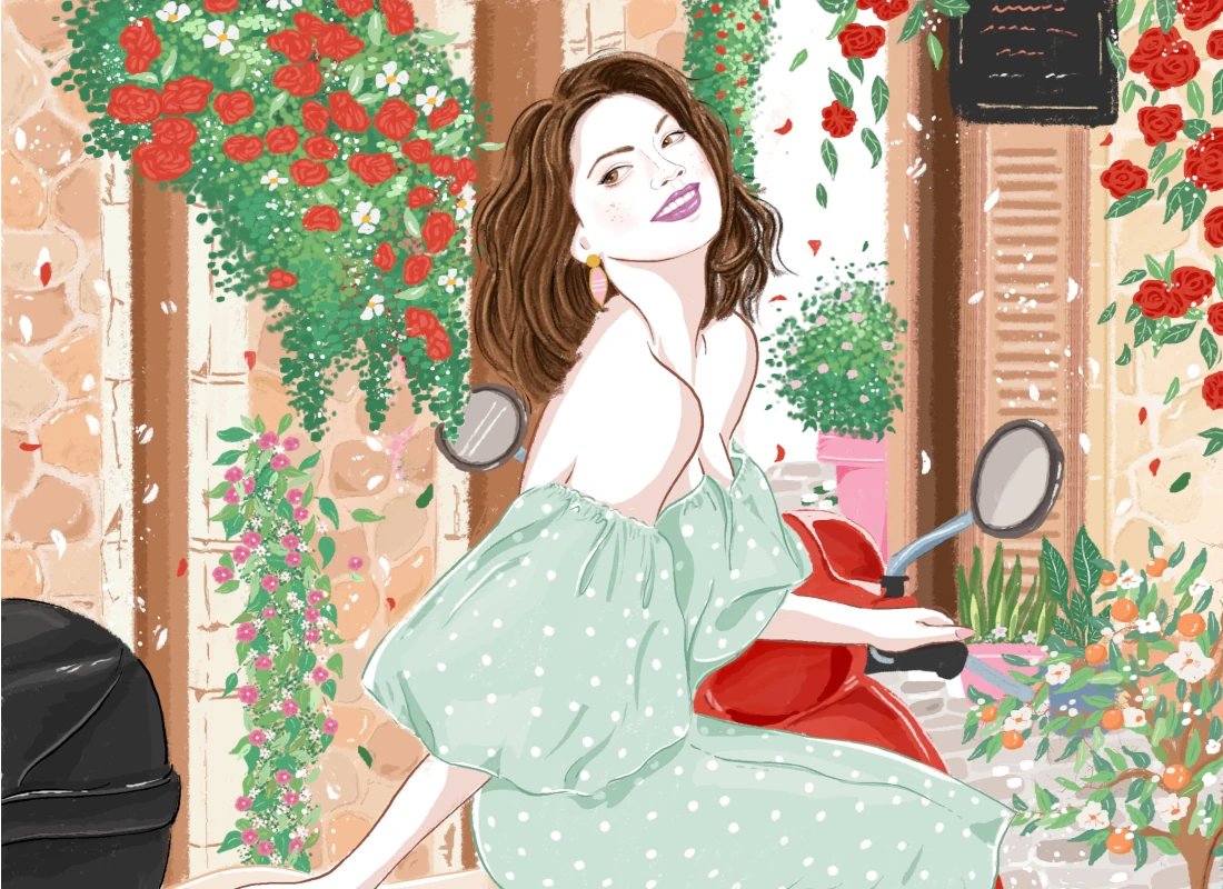 Portada Historia ilustrada- valentina y su vespa roja -ilustración