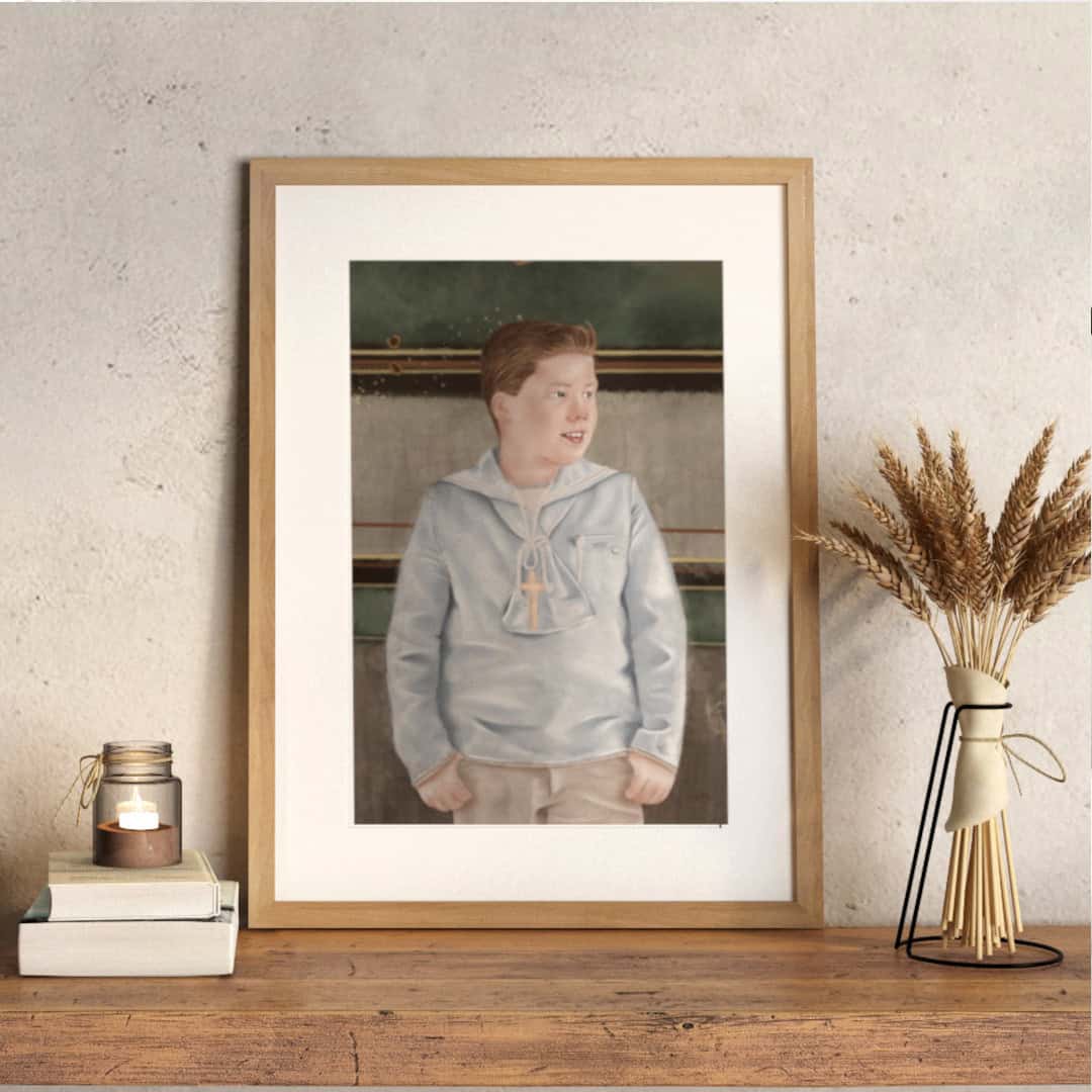 Ilustraciones de primera comunión personalizada para niños. Regalo versátil