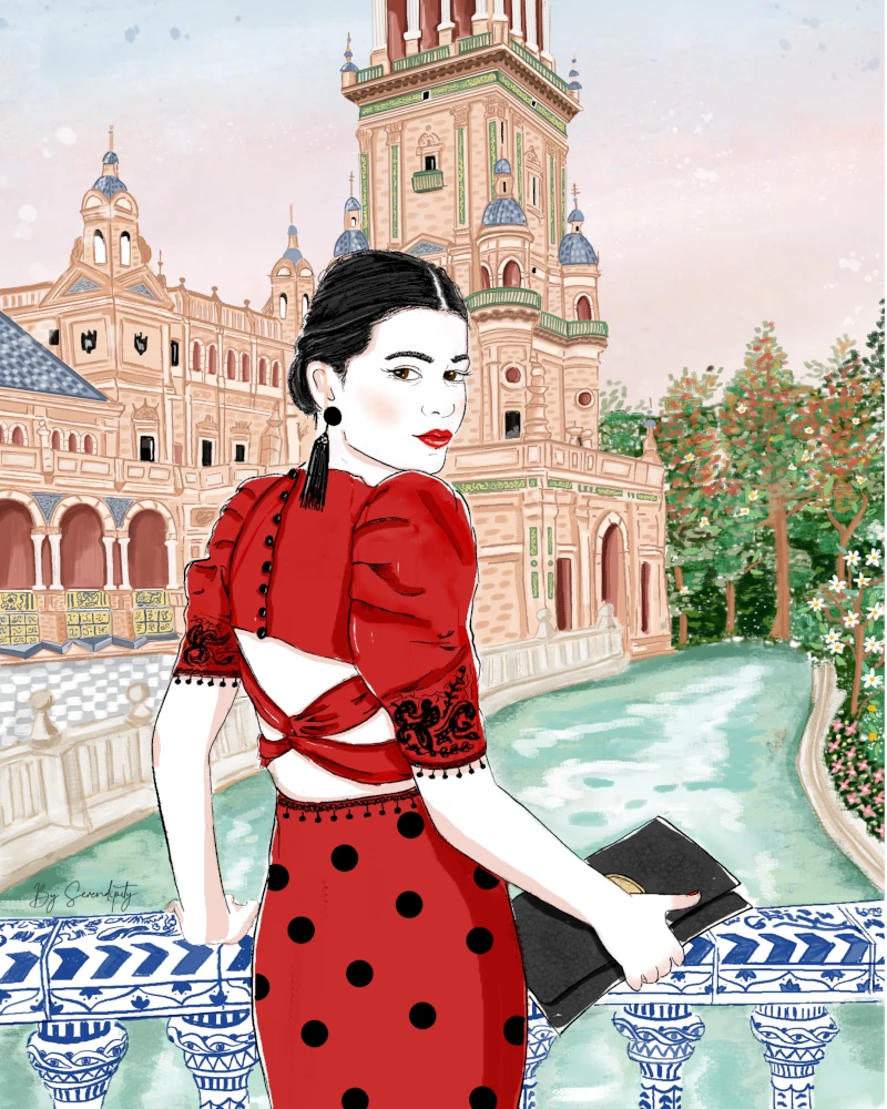 ILUSTRACION ARTÍSTICA MUJER EN SEVILLA-ABRIL