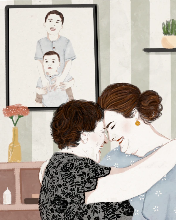 Ilustraciones personalizadas familiares especial madre e hija. Un recuerdo eterno. Diseño Mundo Inventado