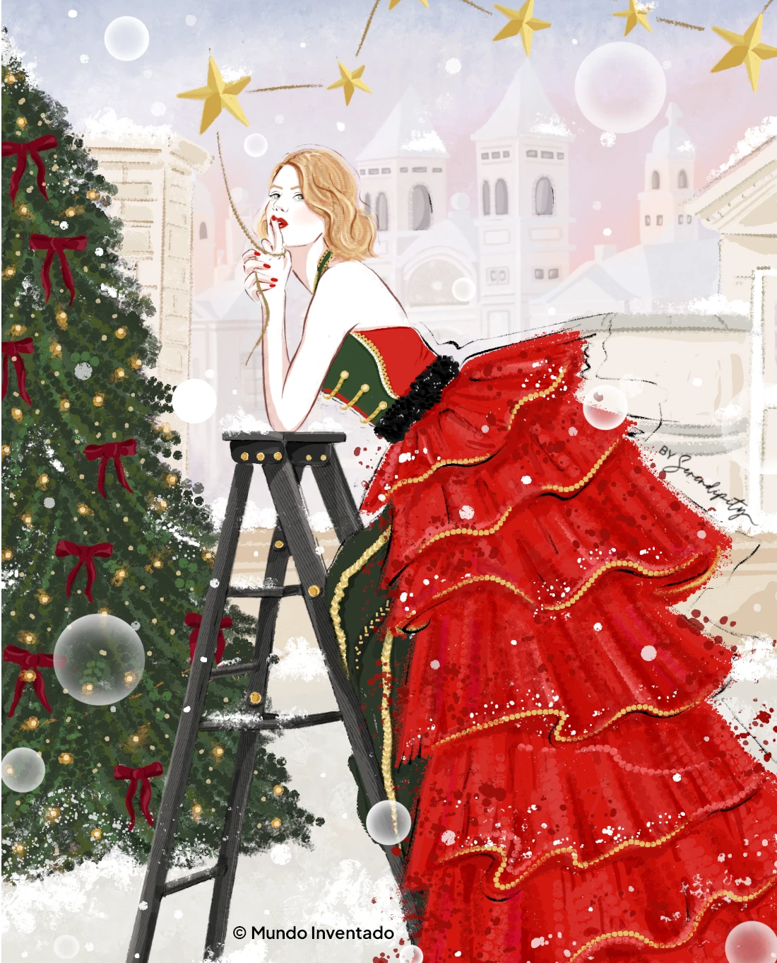 Glamour cotidiano-alta costura para una cita conmigo misma glamour cotidiano en esta ilustración que acompaña al artículo de Mundo Inventado.